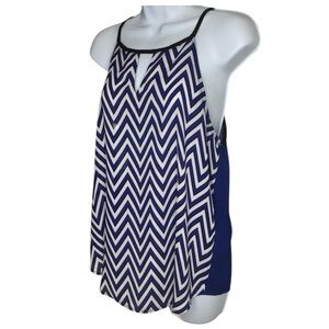 Ro & De Patterned Tank Top | Blue/Wht/Blk | Small